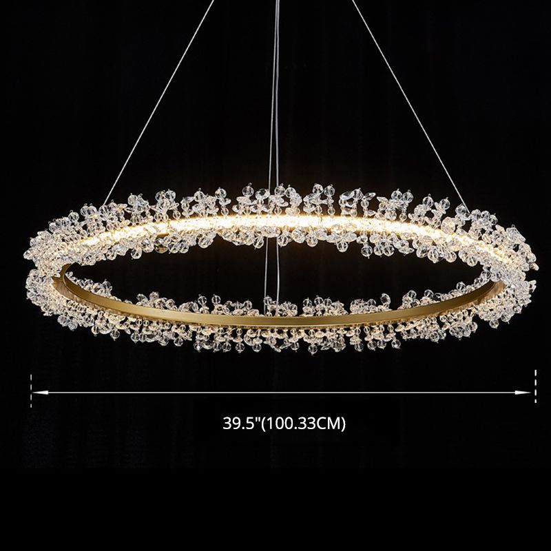 K9 Crystal Goldelier LED LED Minimalist Round Suspension Spender Light per camera da letto