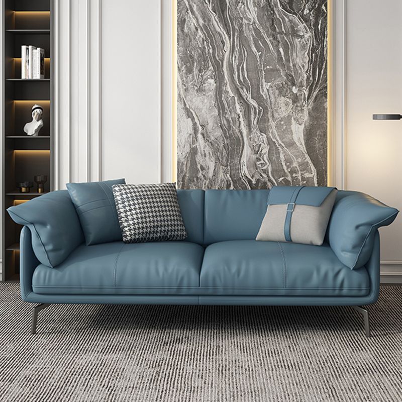 Modern 32.6" H Leather Pillow Top Arm Sofa Bed For Living Room