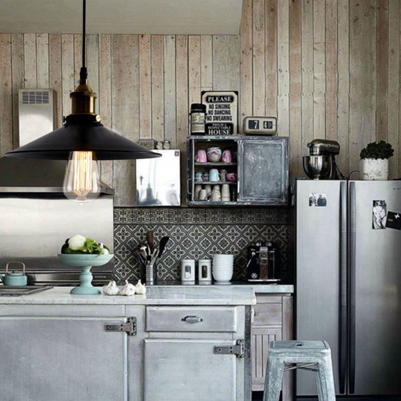 Industrial Simplicity Hanging Light Fixture with Metal Shade for Drawing Room Coffee Shop