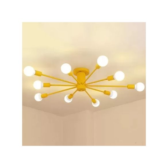 Moderne plafondlampen voor slaapkamer, 10-lichts Sputnik semi-inbouwverlichting voor kinderen, 8 "hoog x 48" in diameter