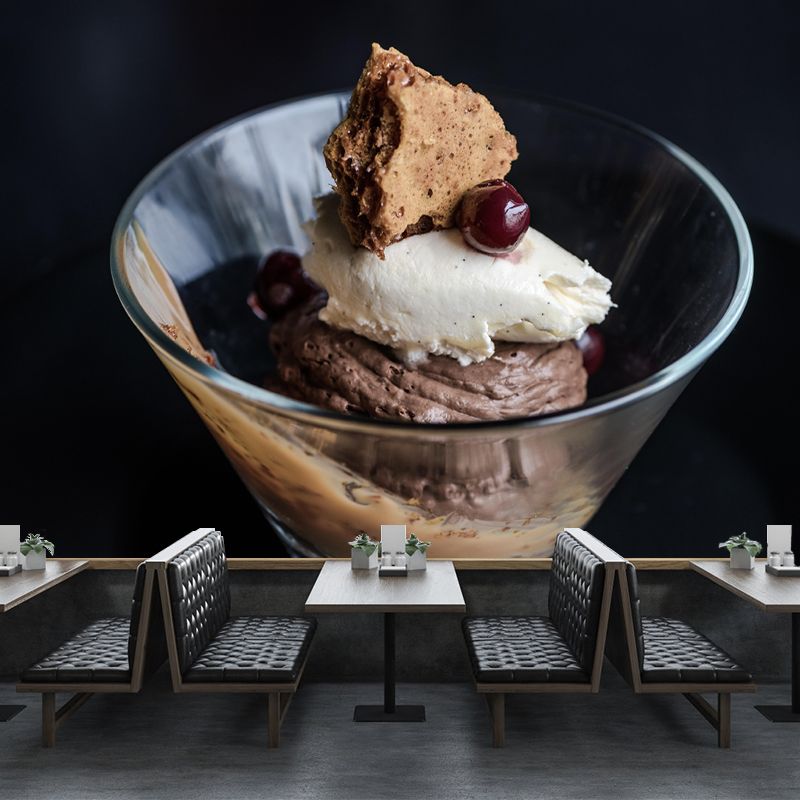 Ice Cream Mural Mildew Resistant Contemporary Style Wall Covering for Commercial Use