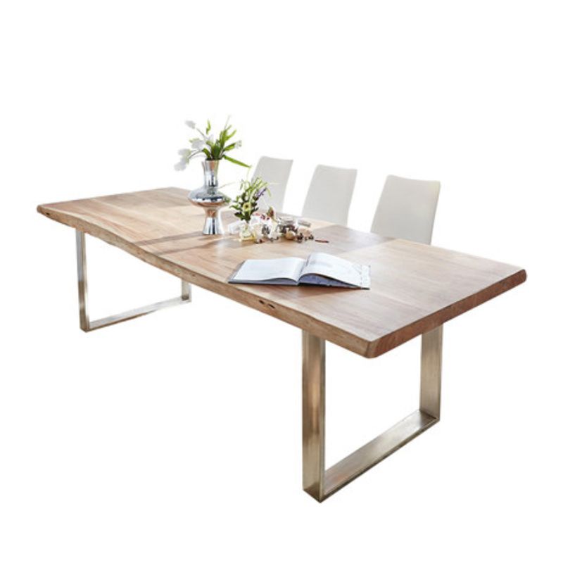Rectangle Glam Style Dining Table Fixed Table with Solid Wood