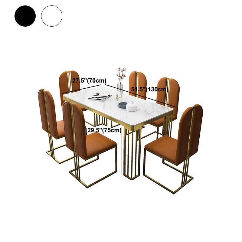 Glam Style Stone Top Dinette Table Gold Base Dining Table for Living Room