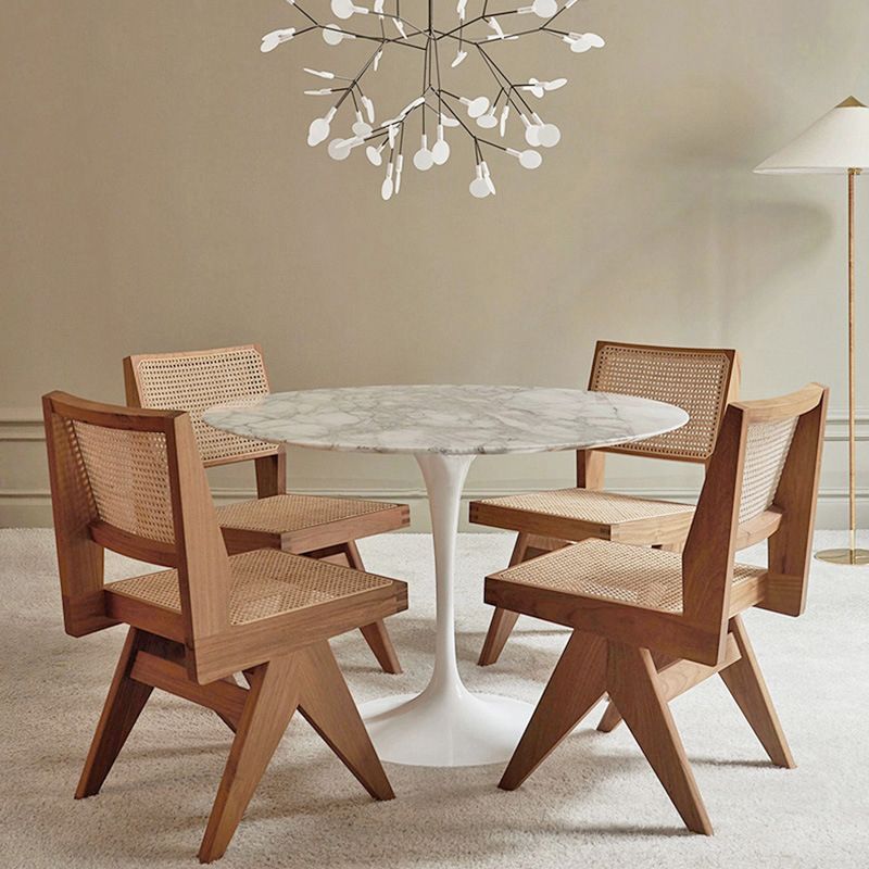 Open Back Dining Side Chair Solid Wood Armless Dining Chairs