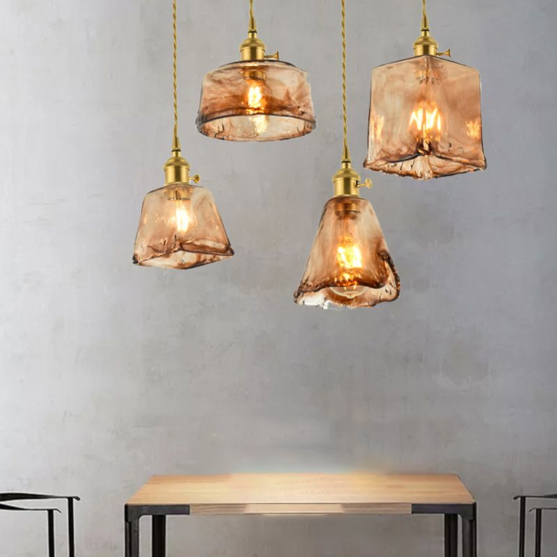 Industrial Glass Hanging Light Household Geometric Pendent Lighting for Living Room