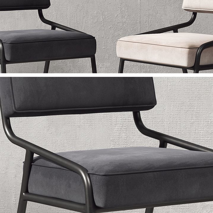 Silla lateral casera industrial Silla de comedor tapizada de metal con respaldo abierto