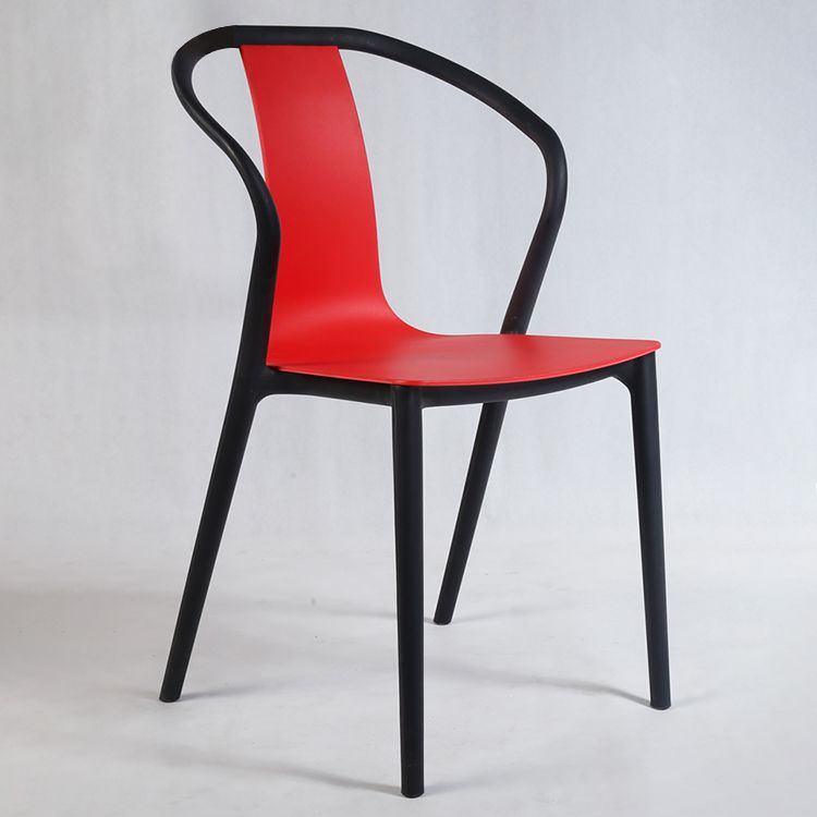Scandinavian Plastic Dining Arm Chair Stackable Slat Back Armchair (Set of 4)