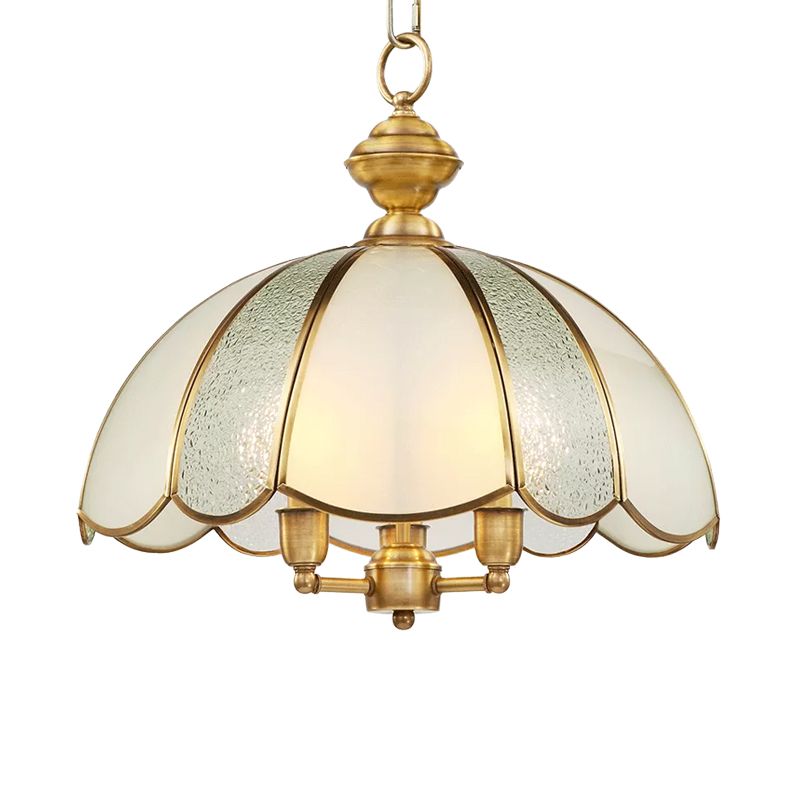 3 luci lampada lampadario cupola classico in ottone lucido in vetro smerigliato