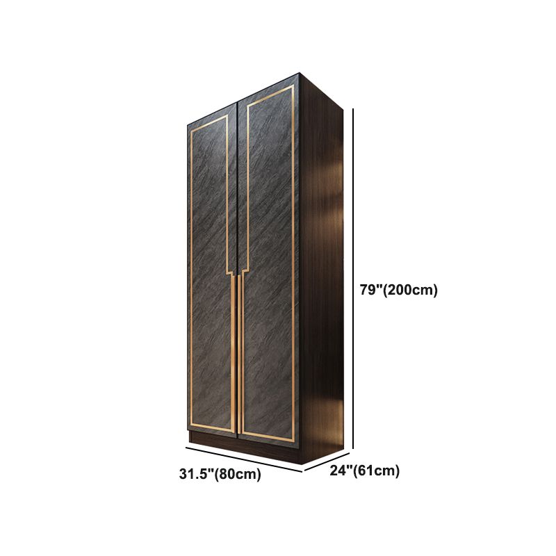 Grey Glass Door Armoire with Garment Rod Modern Storage Cabinet for Bedroom