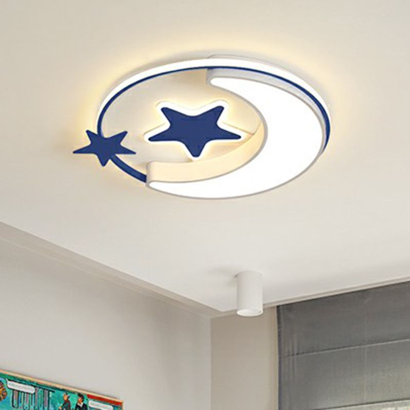 Lampada da soffitto per bambini Crescent e Star Lampada da letto in metallo con anello