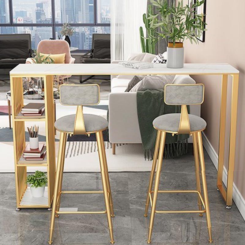 Modern Style Bar Table Stone Storage Top Pub Table for Living Room
