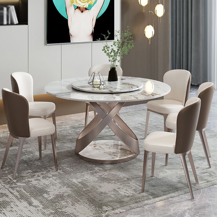 Moderne ronde eettafel gesinterde stenen eettafel met voetstuktafel