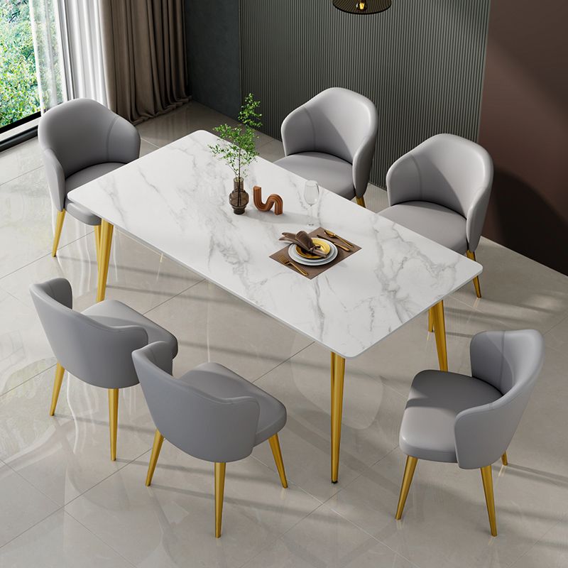 Glam Sintered Stone Küche Esstisch Weißer Küche Esstisch mit 4 Beinen Basis