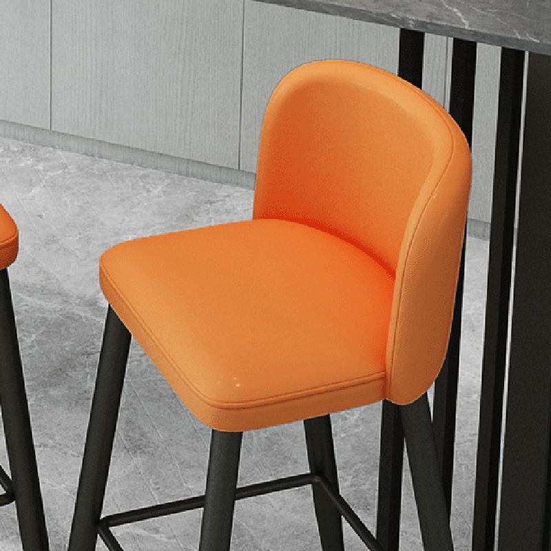 Modern Upholstered Low Back Faux Leather Bar Stools with Footrest
