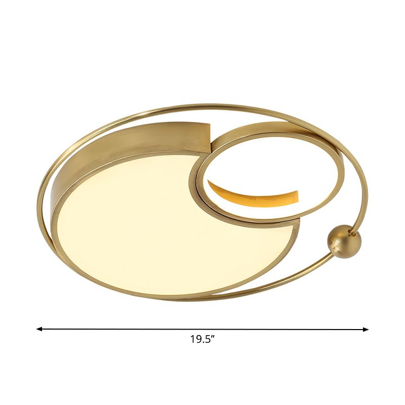 Round Flush Light Fixture Contemporary Metal LED Gold Flush Mount Lighting for Bedroom