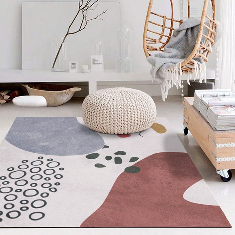 Modern Color Block Rug Polyester Area Carpet Washable Indoor Rug for Bedroom