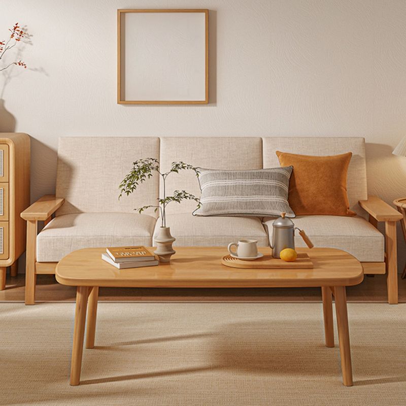 17"H Contemporary Coffee Table Solid Wood Single Cocktail Table