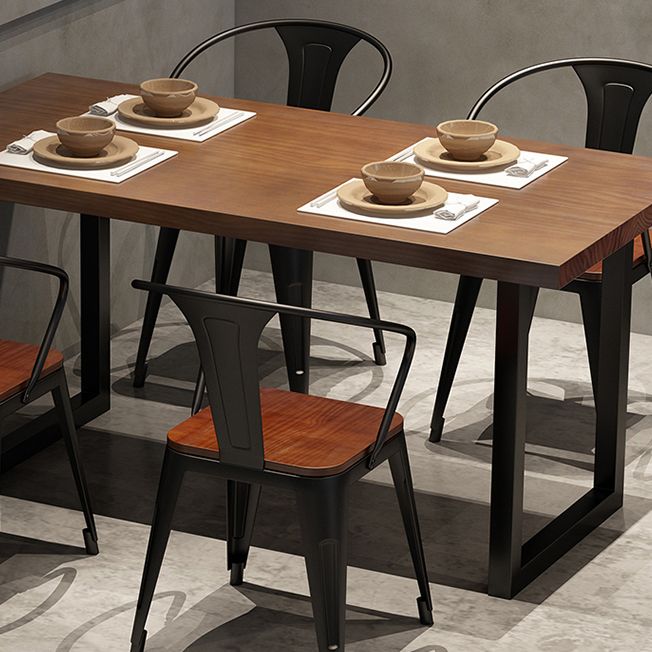 Industrial Dining Table Set 1/2/3/5 Pcs Solid Wood Top Table with Arm Chairs