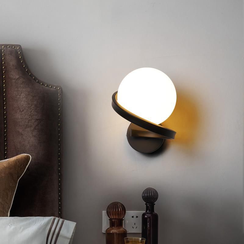 Modernism Globe Bath Vanity Lighting Metal Black/White Light for Bathroom