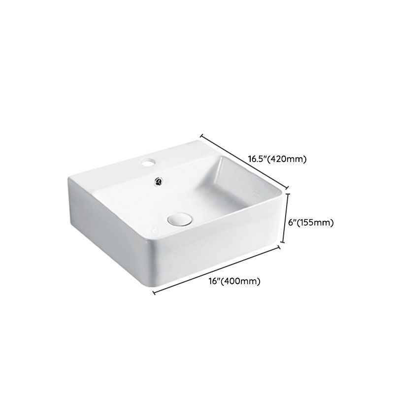 Modern Vessel Bathroom Sink Porcelain with Pop-Up Drain Vessel Sink without Faucet