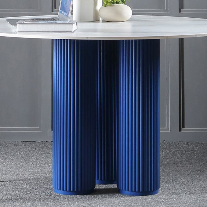 Mesa de comedor de piedra sinterizada Mesa de comedor redonda moderna con base de madera
