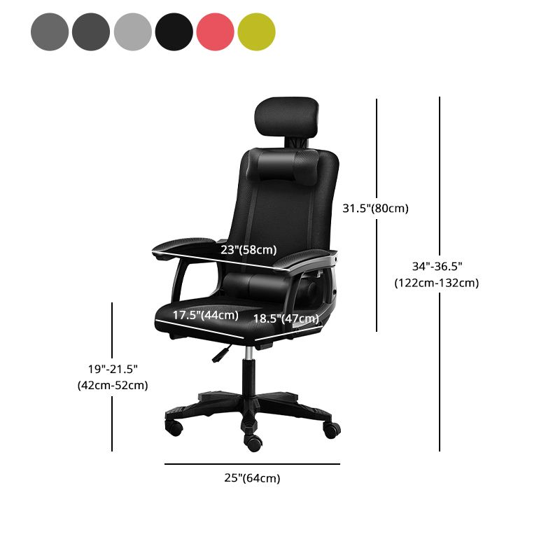 Black Nylon Frame Modern Computer Desk Chair with Wheels High Back Task Chair with Arms