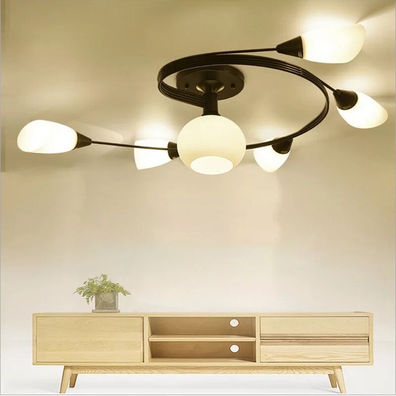 Traditional Globe Ceiling Light Surface Flush Mount Light with Glass Shade for Living Room