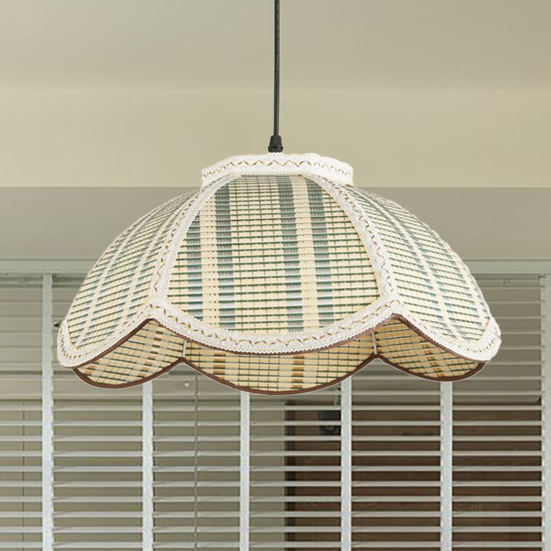 Blumenförmige hängende Leuchte chinesische Bambus 1 Hellbraun/beige Anhängerlampe für Schlafzimmer Balkon