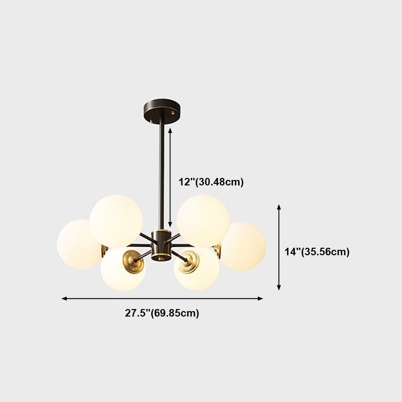 Spherical Shape Hanging Chandelier Modern Style Glass Multi Light Hanging Lamp for Bedside