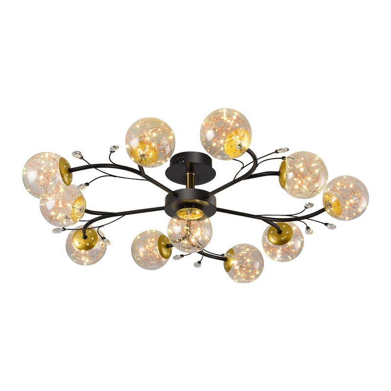 Forma de bola de vidrio al ras del techo de techo moderno múltiples luces de montaje al ras en negro