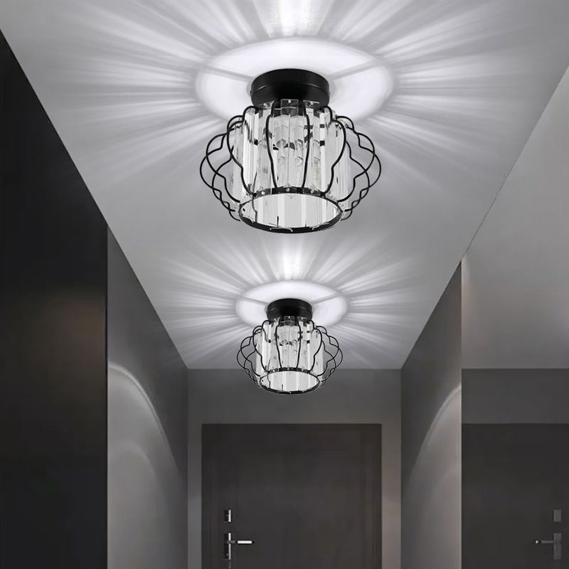1-Light Ceiling Lamp Modern Crystal Ceiling Mount Light with for Dining Room