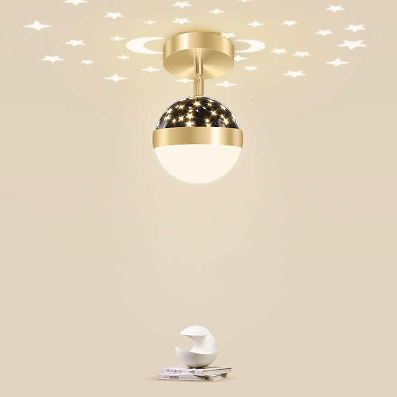 LED Modern Metal Flush Mount Ball Shape Ceiling Light with Plastic Shade for Living Room