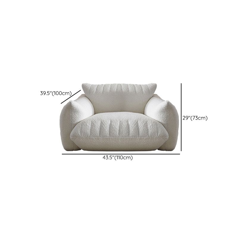 Modern 28.74" H Wool Recessed Arm Sofa in White for Living Room