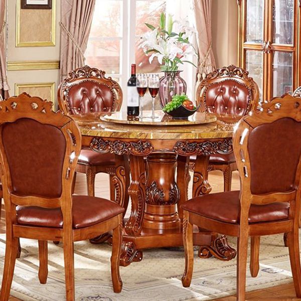Rubberwood Base Victorian Round Table Pedestal Base Table for Dining Room
