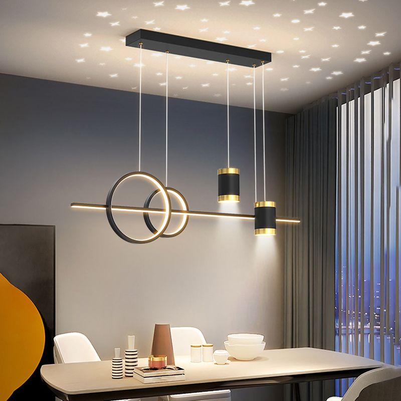 5-Light Contemporary Hanging Light Metal Adjustable Length Island Light Fixture