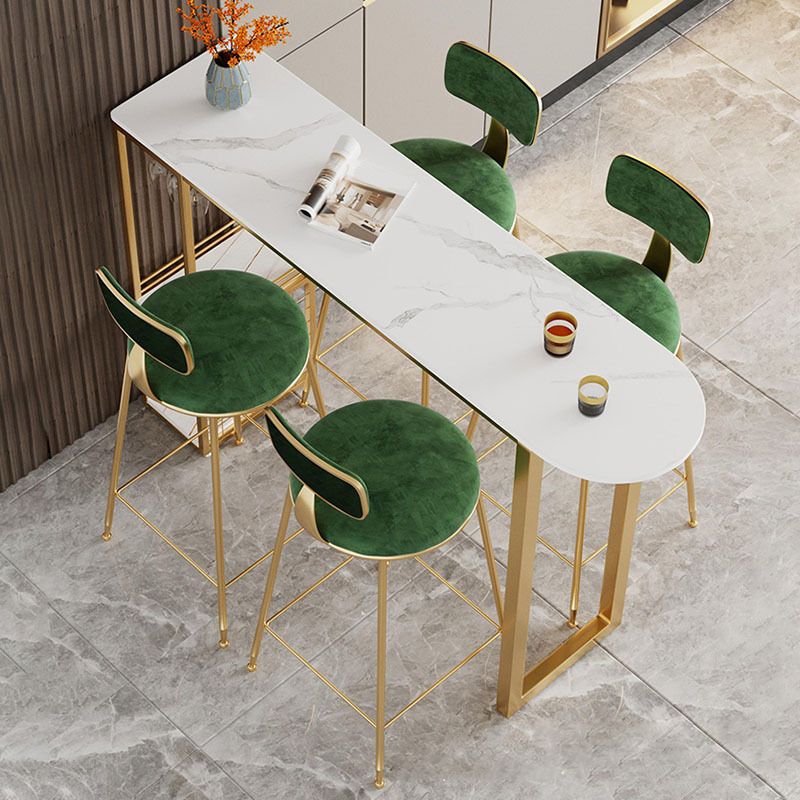 Glam Style Upholstered Counter Stool Armless Bar Stool with Footrest