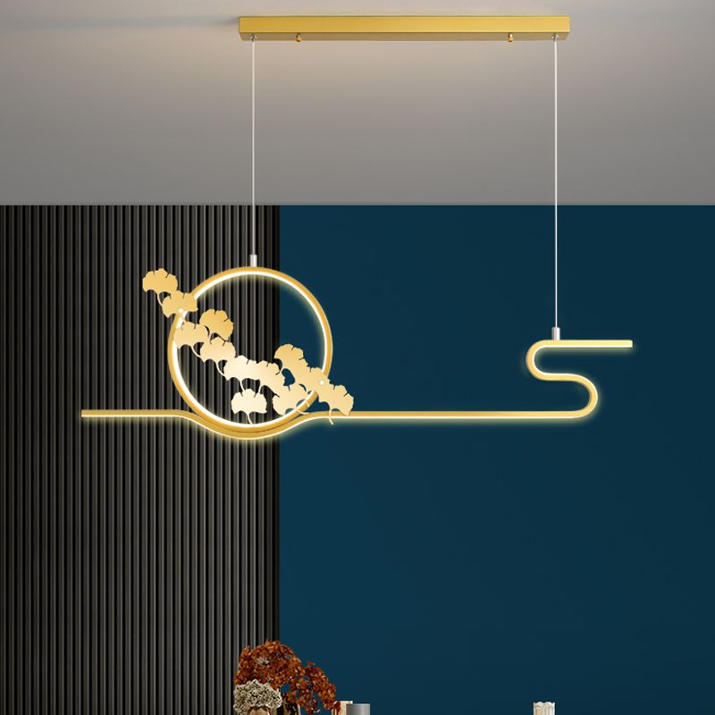 Luces de isla de forma lineal Estilo moderno Metal dos luces colgantes de luz