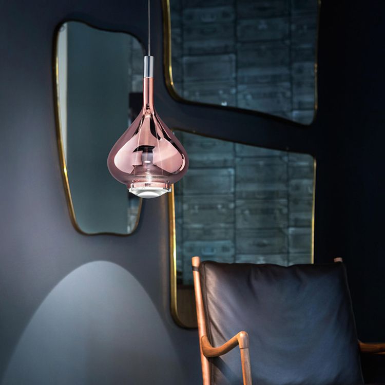 Moderne kreative einheizliche Lichtelektroplate Eisengeometrische Hanglampe mit Glasschatten