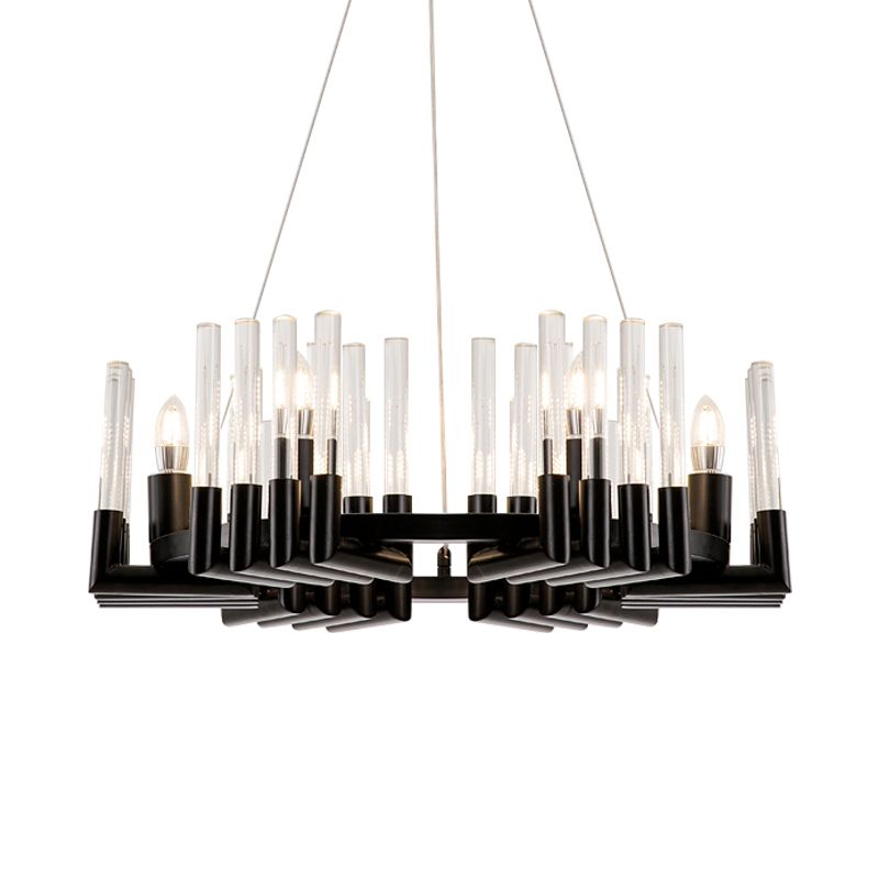 Duidelijke Crystal Candelabra plafond kroonluchter minimale 6 lichten zwarte afwerking hangende lampkit voor eetkamer