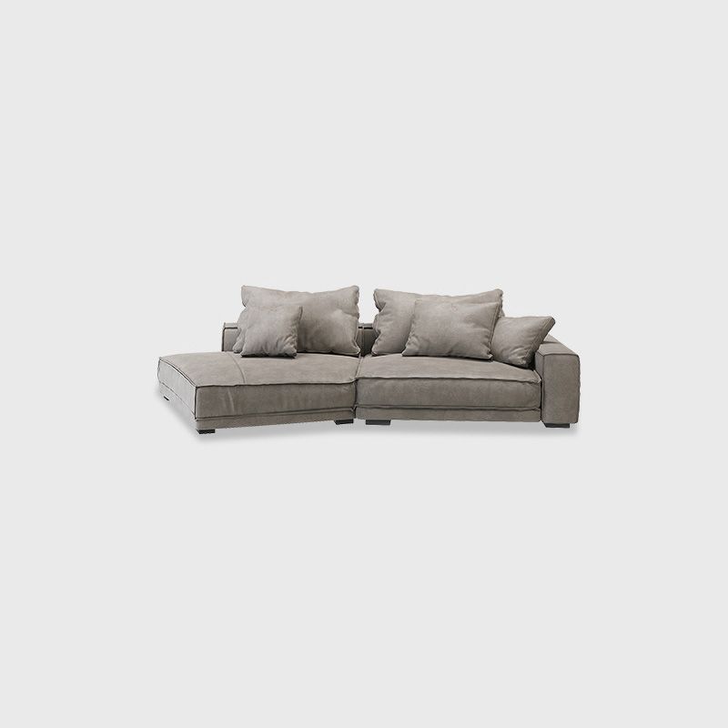 Scandinavian Square Arm Sectional with Pillow Back for Apartment