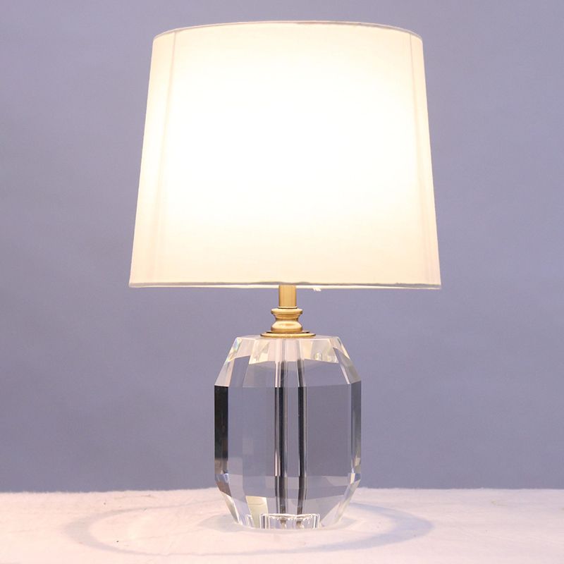 Illuminazione da comodino minimalista affusolata, lampada da comodino per soggiorno a 1 testa in cristallo tagliato a mano in bianco, lunga 18"/21"