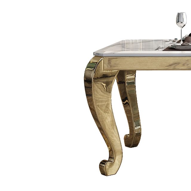 Rectangle Shape Luxury Style Dining Table Marble Fixed Table for Kitchen