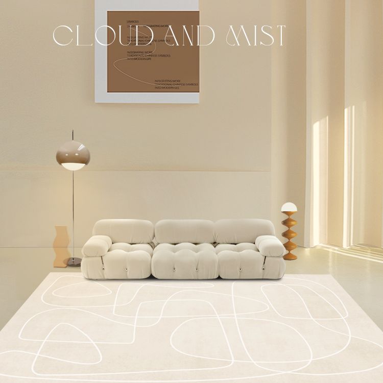 Apricot Tone Simplicity Rug Polyester Carpet Stripe Printing Indoor Rug Non-Slip Backing for Living Room