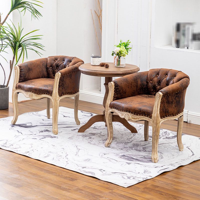 Solid Back Dining Chair Farmhouse Coffee Shop Upholstered Arm Chair