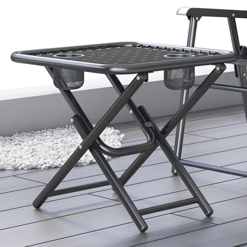 Modern 3 Pcs Bistro Set Metal Square Dining Table Set in Black