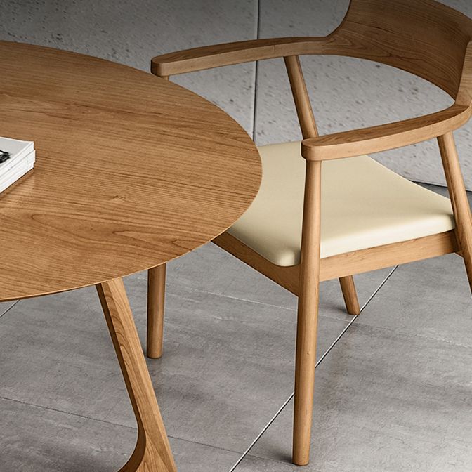 Round Pedestal Dining Site Table Contemporary Furniture with Pine Solid Wood