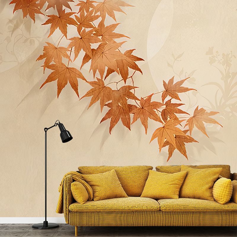 Non-Woven Fabric Large Wall Mural Yellow Maple Wall Art, Personalized Size Available