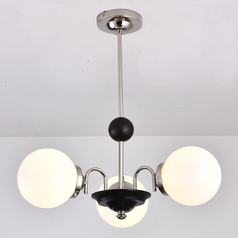 Globe Chandelier Lighting Fixtures Modern White Glass Suspension Light for Bedroom