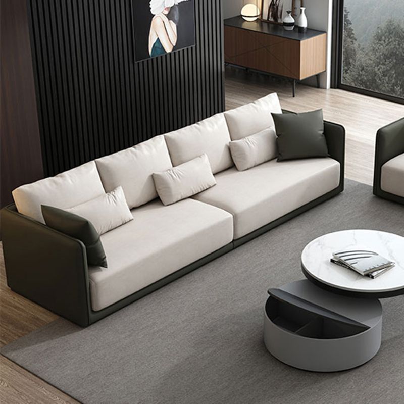 Sofá moderno moderno de poliéster 35 "W Sofá de brazo cuadrado con almohadas de almohadillas para sala de estar