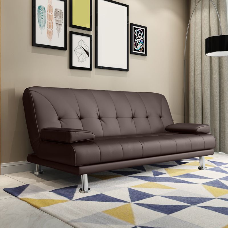 Faux Leather Pillow Top Arm Loveseat with Foldable and Wear-resisting for Living Room